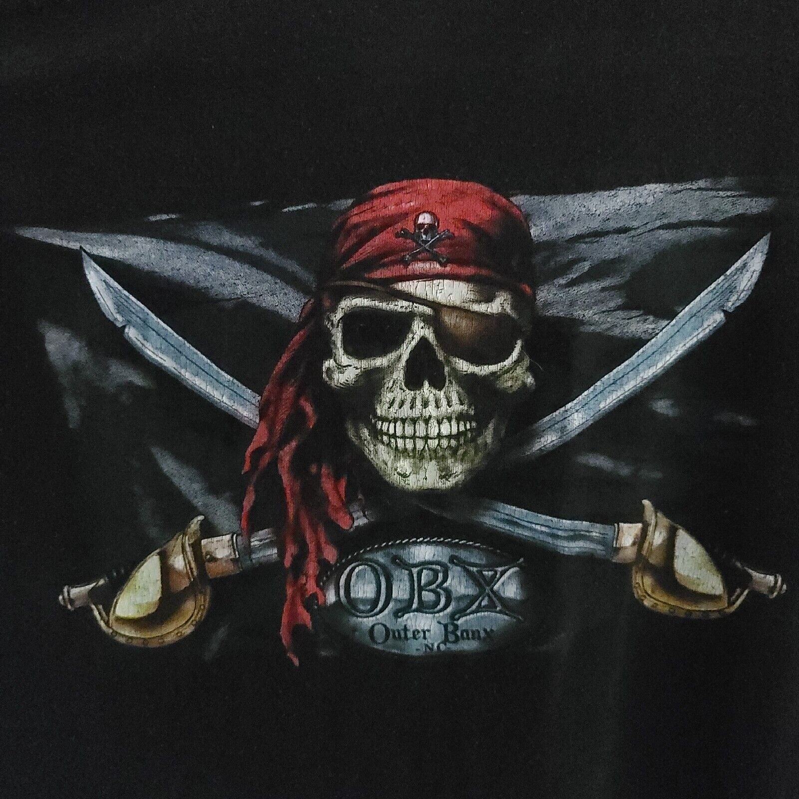 Vintage Outer Banks Obx North Carolina Pirate Skull T-Shirt - Netflix Size 2x